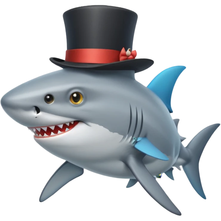 Shark with a top hat emoji