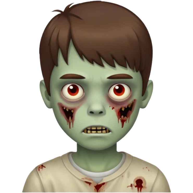 menino de cabelo marrom com franja, zombie emoji