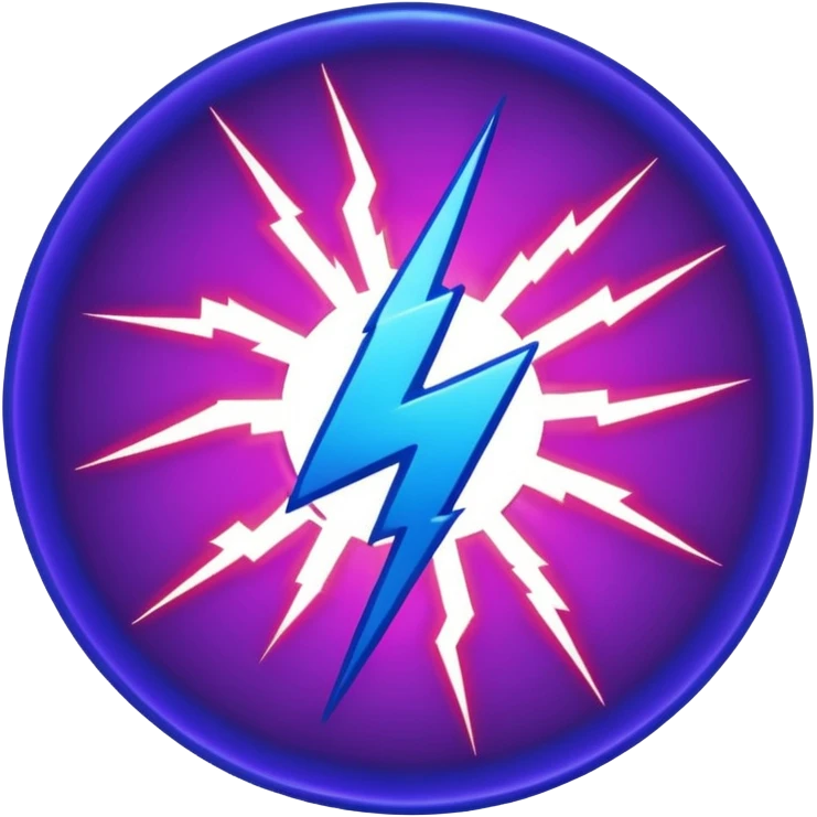 Red and blue lightening in a circle shape with effects like real lightening with purple effects  emoji