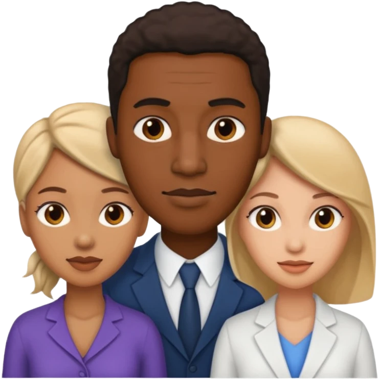 Black man with two women emoji