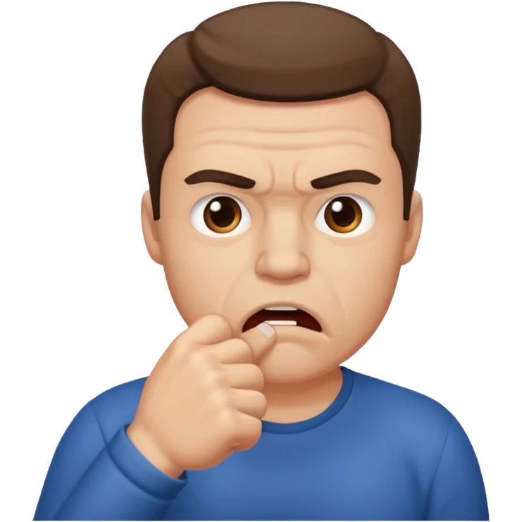 Man putting his fist in his mouth emoji
