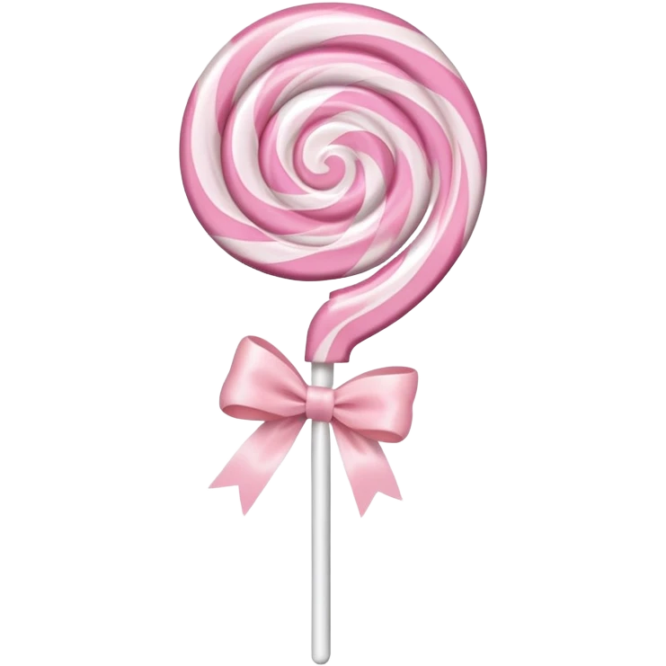 Light pink lollipop with white swirls and a light pink bow on the stick  emoji