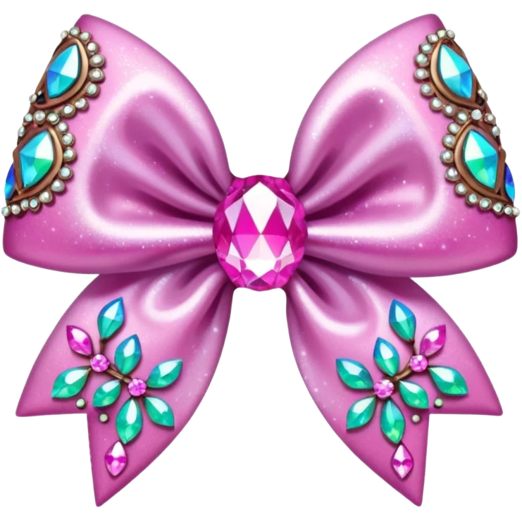 glitter pink crystal hair bow emoji