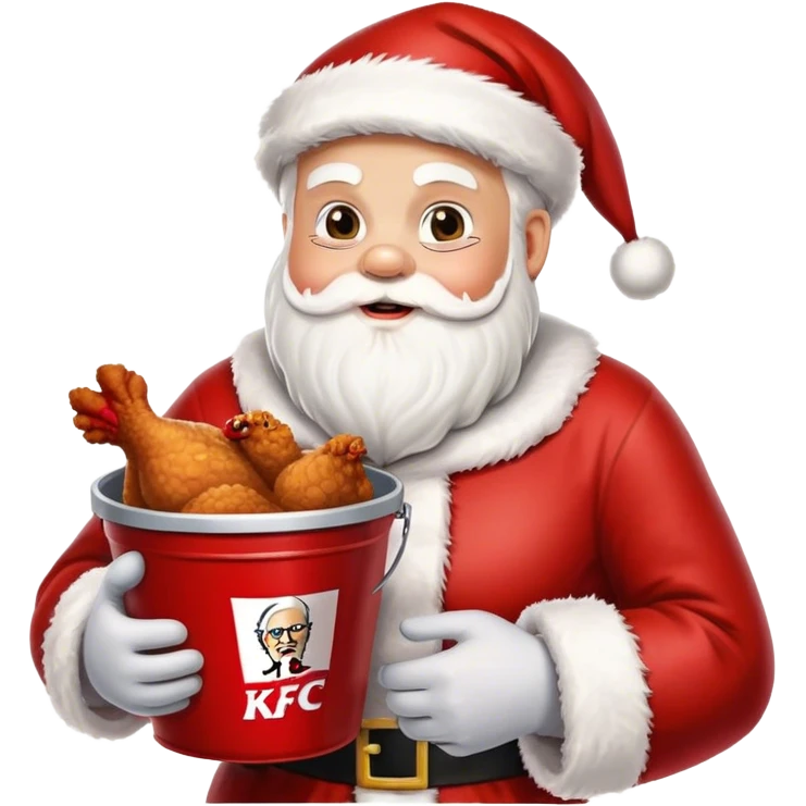 santa holding a bucket of "KFC" chicken emoji