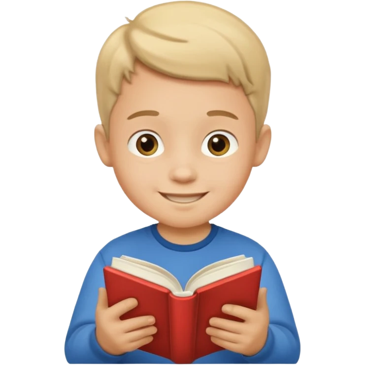 Niño pequeño leyendo un libro feliz emoji