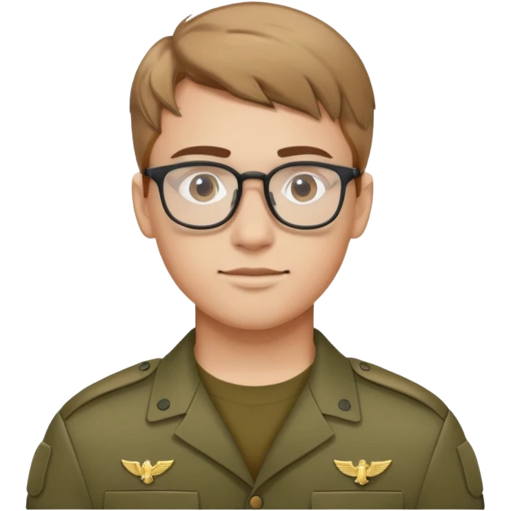 мужчина военный, молодой в очках, русые волосы emoji