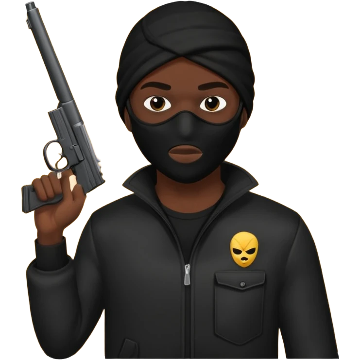 Make a black guy robbing store with gun emoji