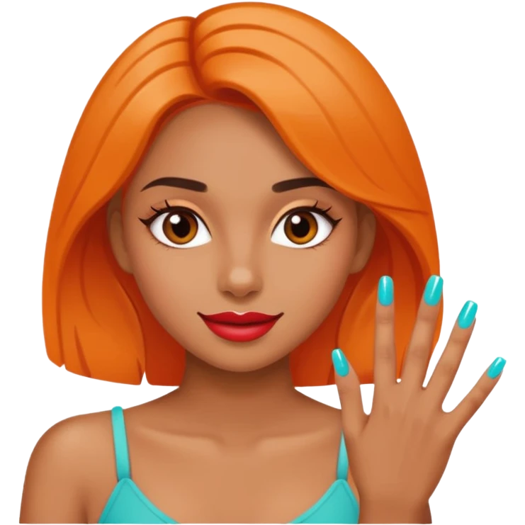 playful and bold girl with nailpolish emoji
