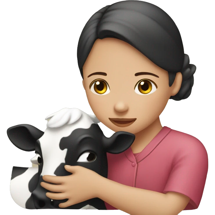 A girl hugging moo Deng  emoji