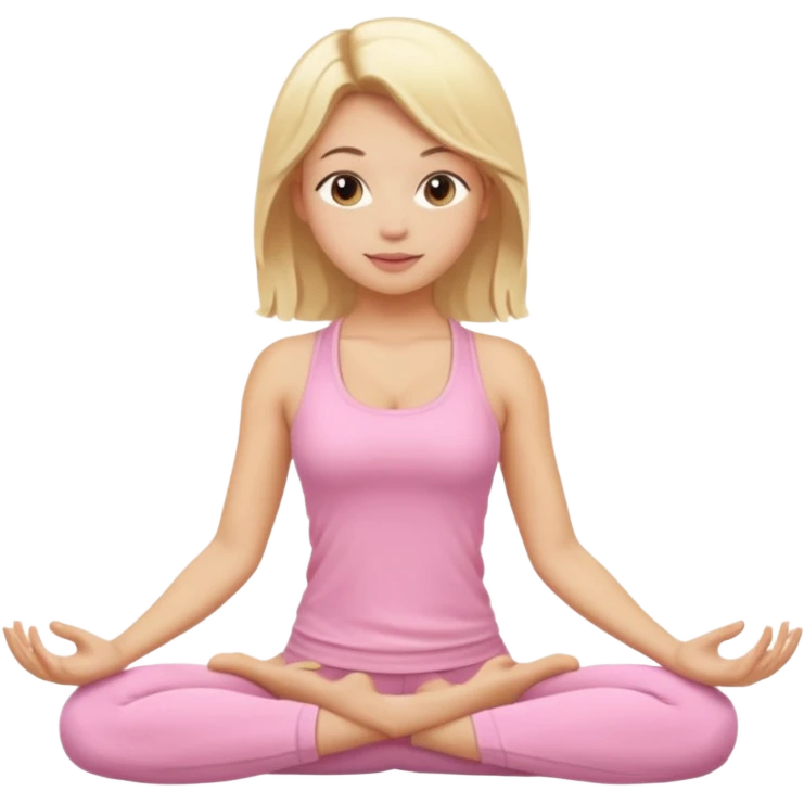blonde yoga girl light pink clothes n emoji