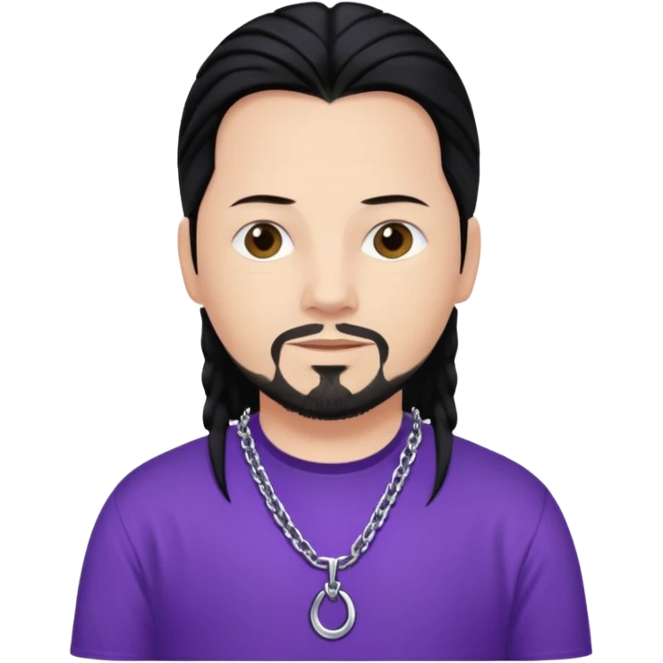 Jonathan Davis with black hair, purple shirt emoji