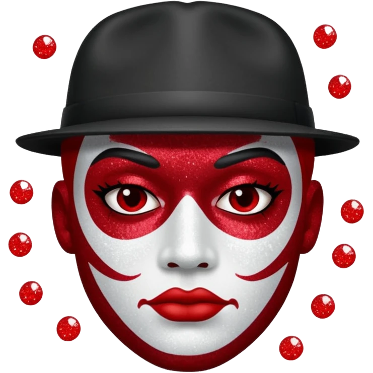 Glitter RED and White Joker Gangster  emoji