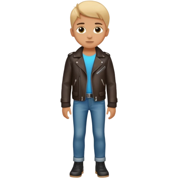 Boy in leather jocket, full body, different color emoji