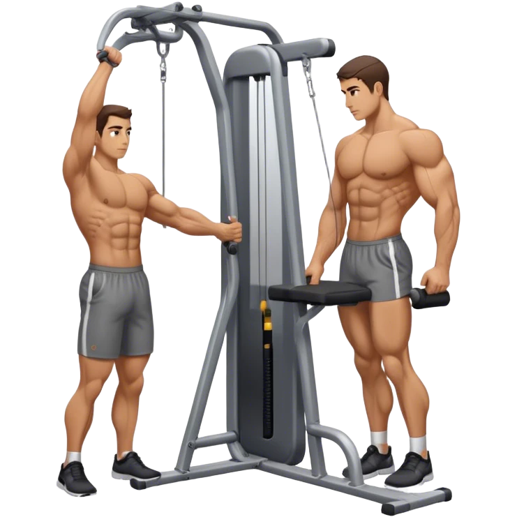side-view man standing cable-machine tricep-pushdown emoji