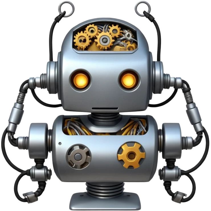 create a funny scene where a robot is exploded when coocking food emoji ...