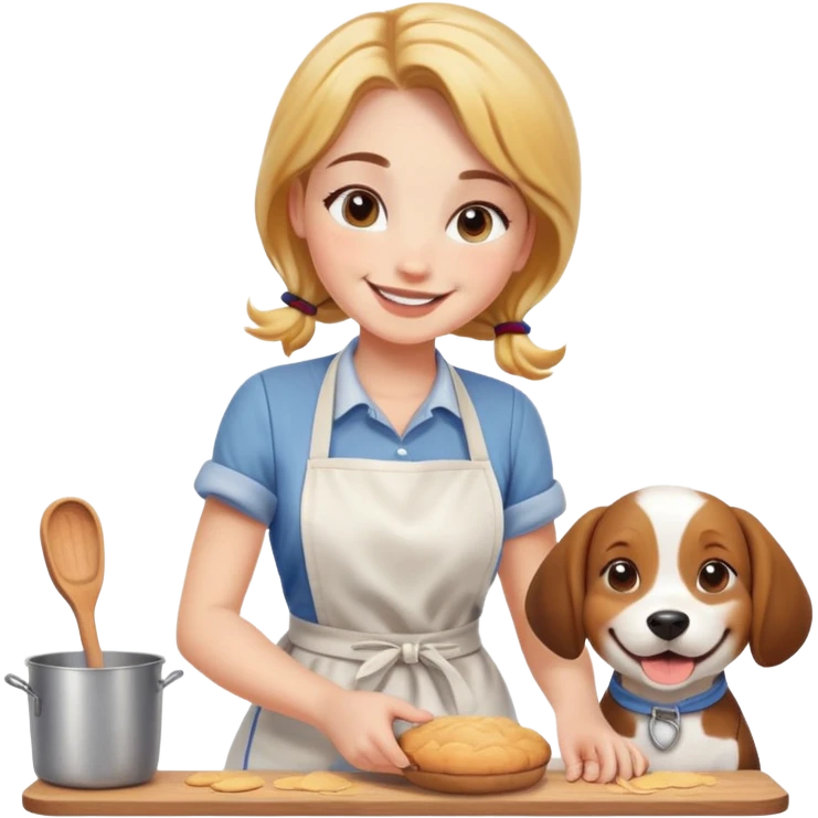 Burnett girl baking with dog  emoji