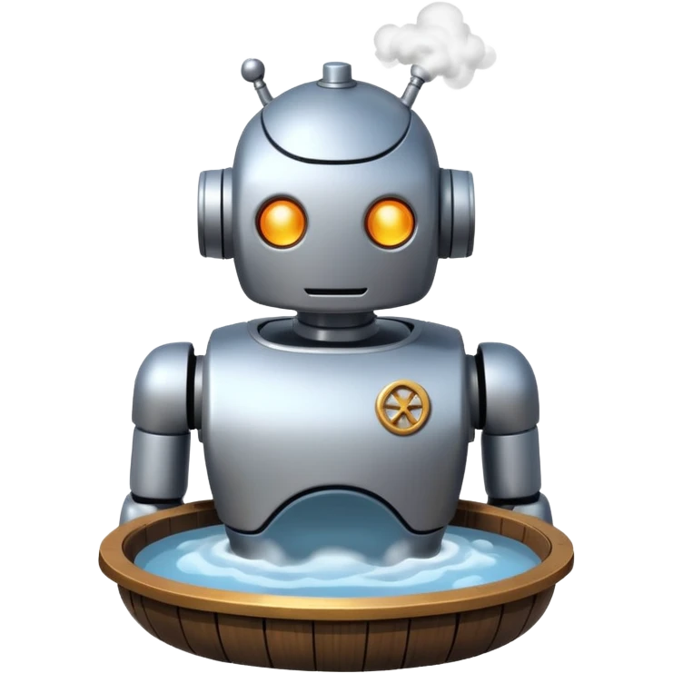 Robot bubbling like an onsen turn into ✝️ emoji