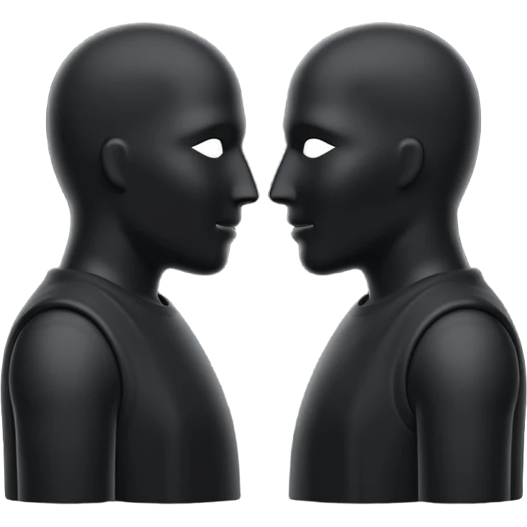 two faceless silohuettes speaking emoji