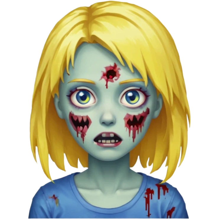 zombie girl yellow hair and blue eyes pixeled ñow cality emoji