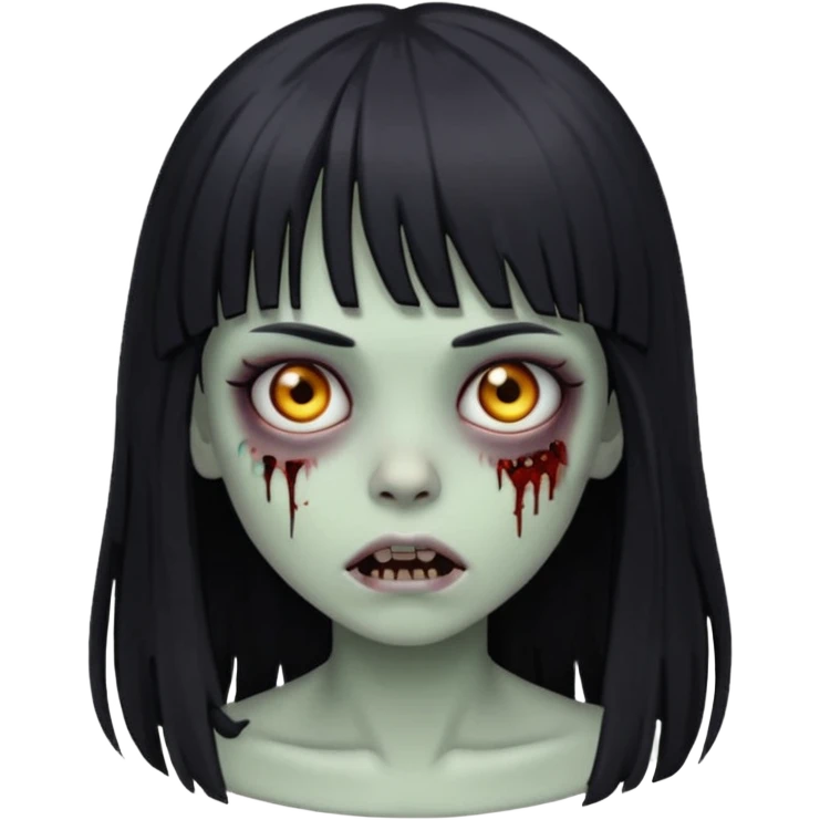 girl zombie with black long hair and bangs emoji