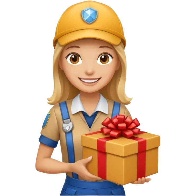 woman courier holding gift box emoji