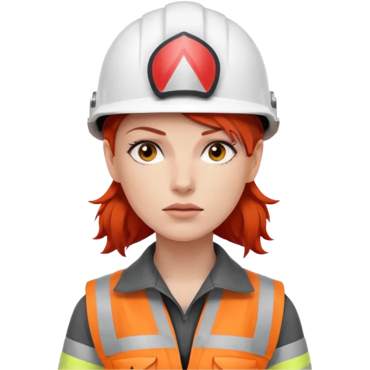 Mujer pelo rojo con casco blanco emoji
