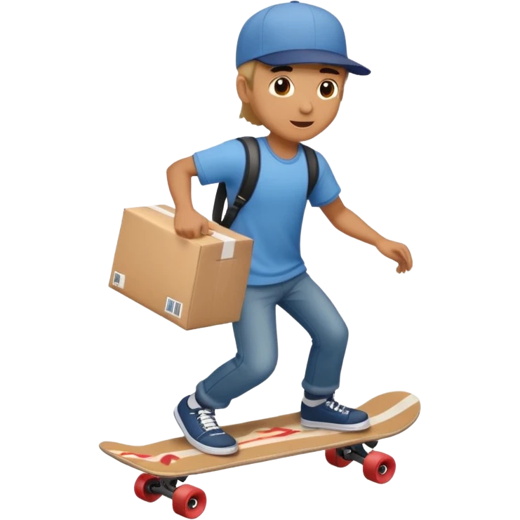 Man delivers package on skateboard  emoji