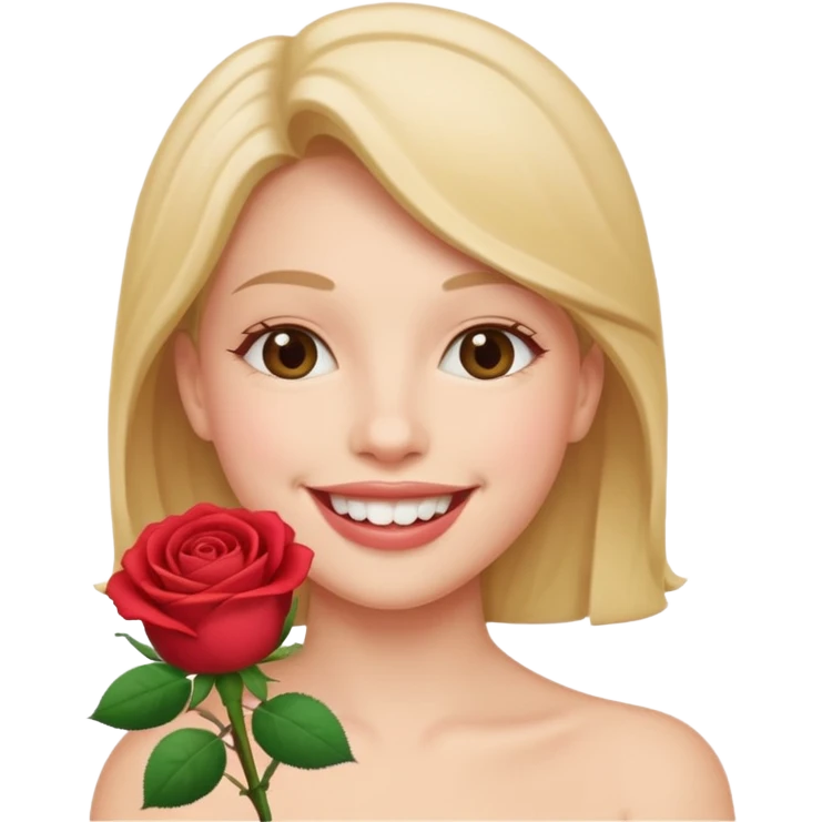 Smile with rose in mouth emoji