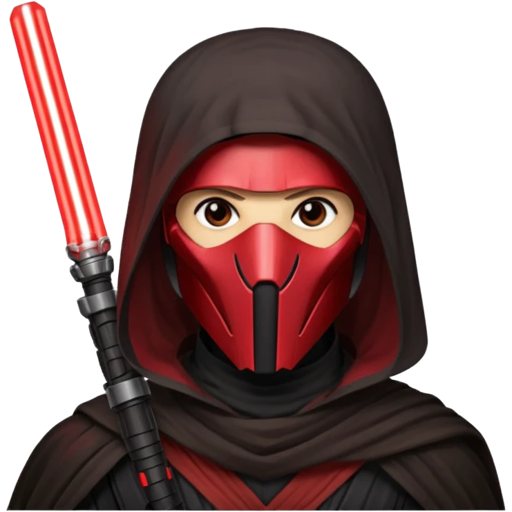 Darth Revan with his mask on holding red lightsaber mainly face shot not as much body emoji