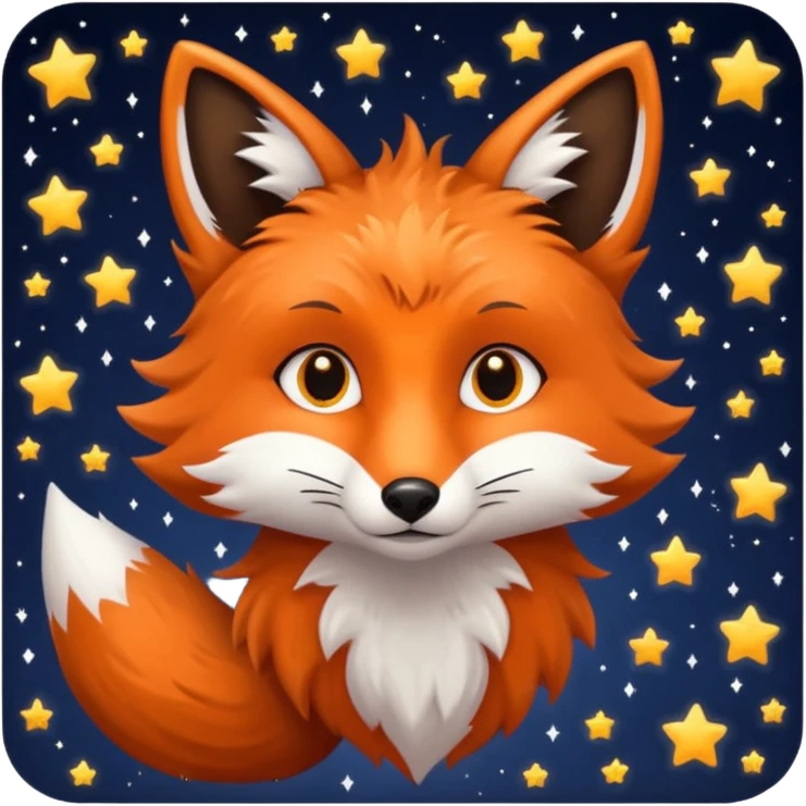 Night Fox with small small stars on it fur
 emoji