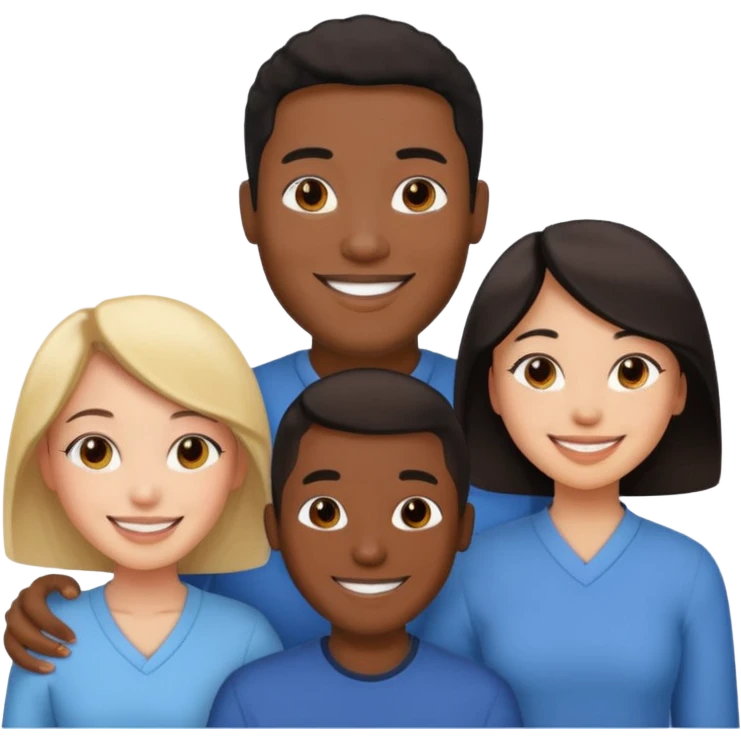 Black man with   with two women one black one Chinese  emoji