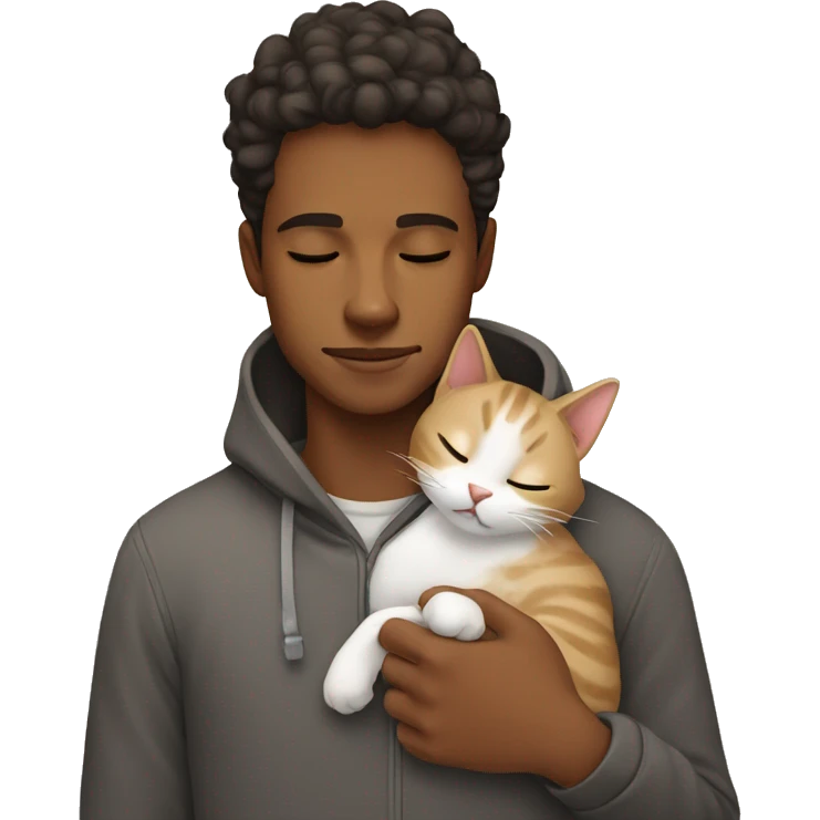Young man with cat sleeping emoji
