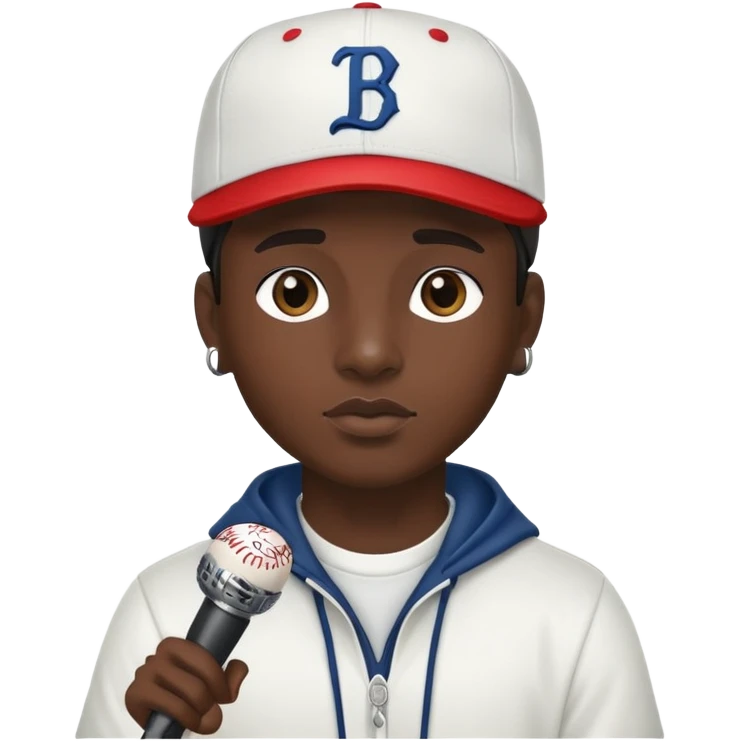 rapper with microphone and baseball cap emoji