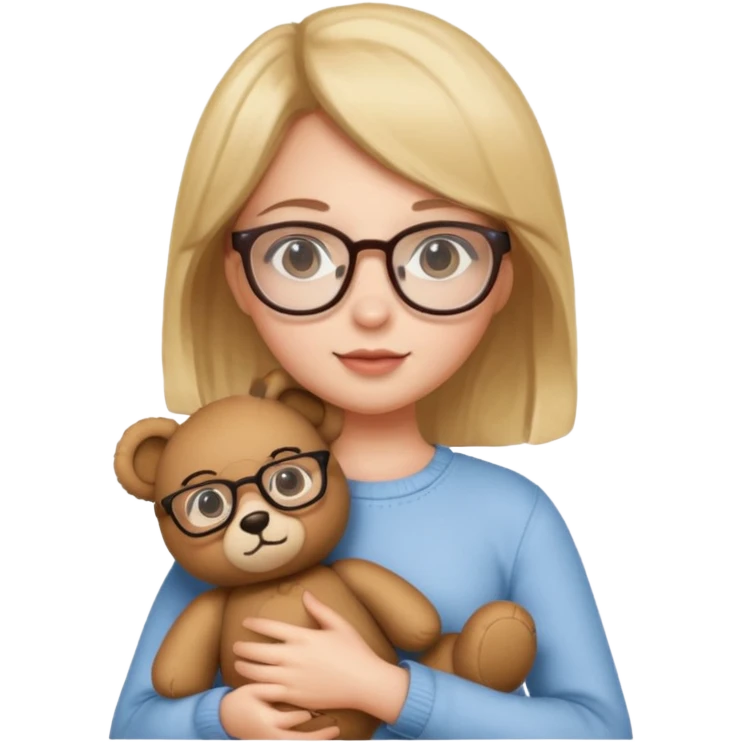 girl glasses with teddy  emoji