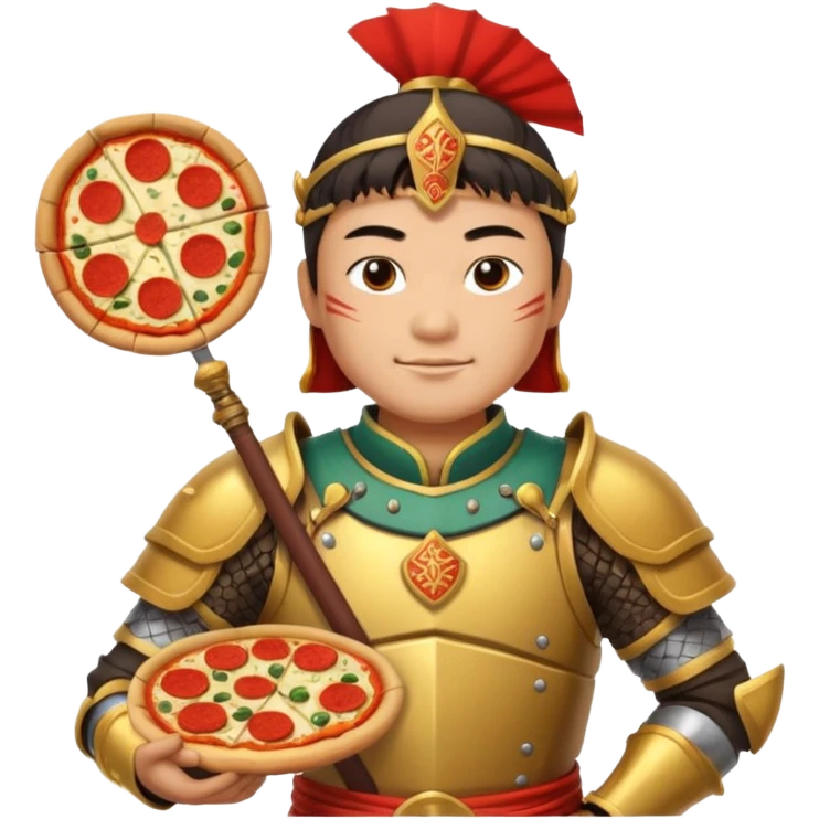 chinese ancient warrior with pizza emoji