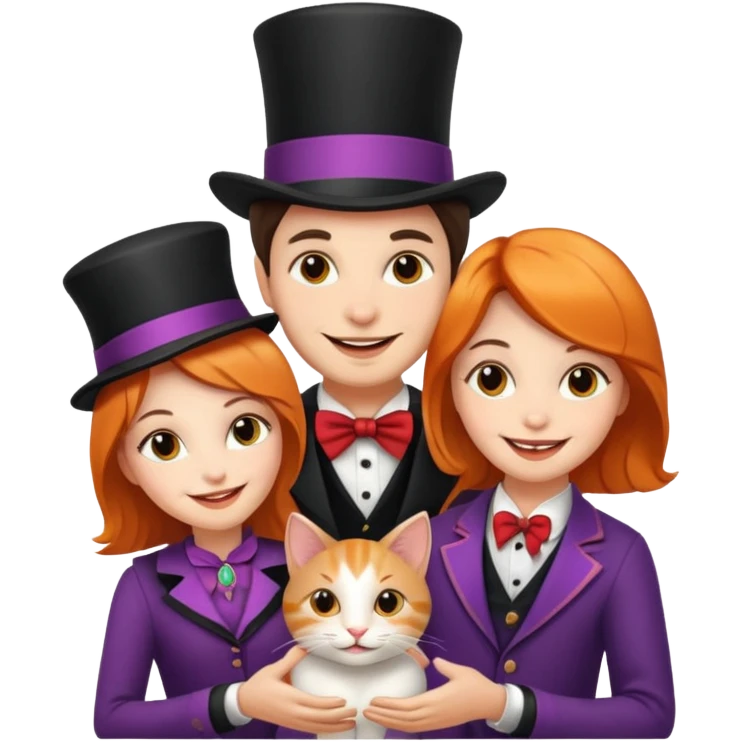 magician couple and their pet cat emoji