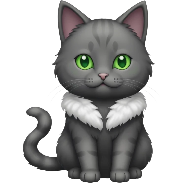 full body solid dark grey cat with green eyes and white paws emoji