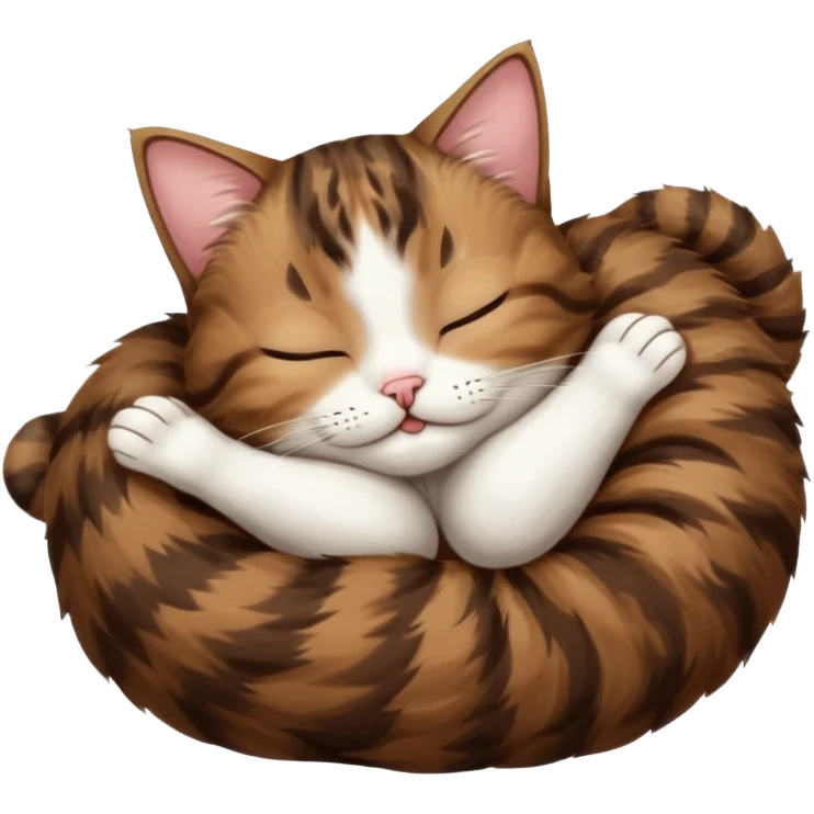 dark brown tabby and white cat in funny positions upside down with eyes closed emoji