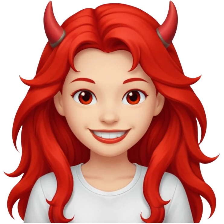 a long-haired red devil girl with shirt emoji