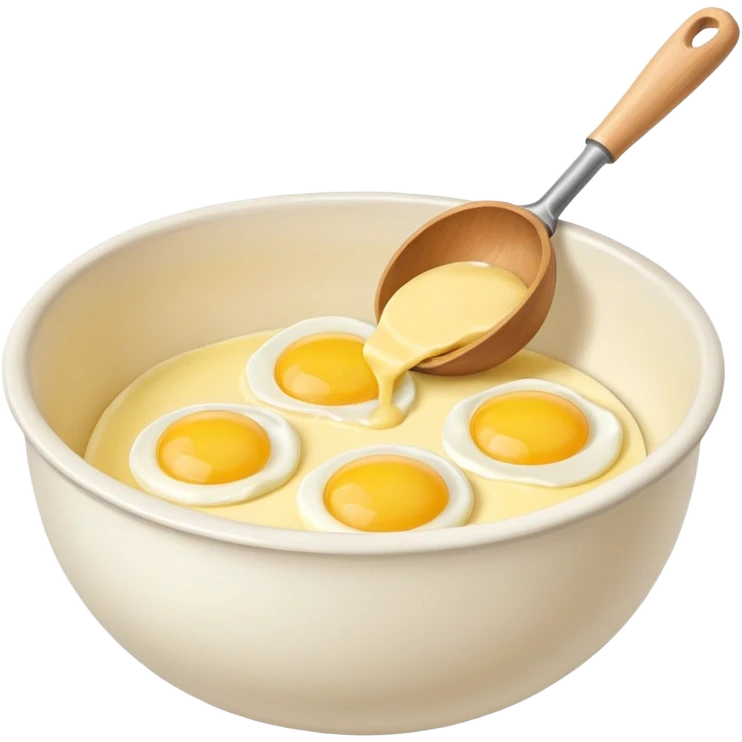 baking preperation with mixing bowl with uncracked eggs and butter emoji