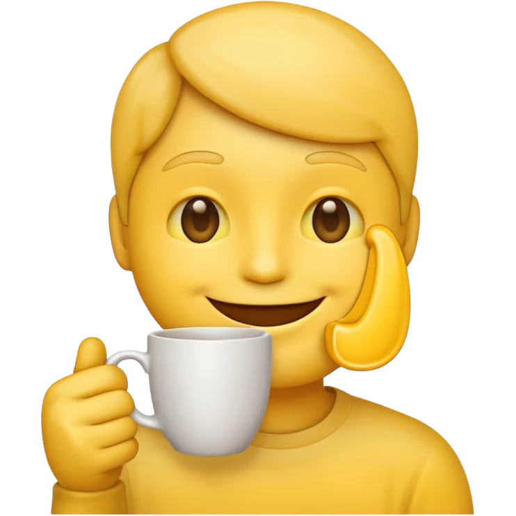  a yellow emoji face that is holding the cup beside the face emoji