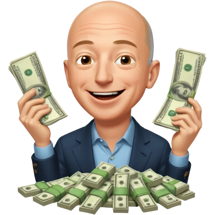 jeff bezos sniff money and laughing like madman emoji