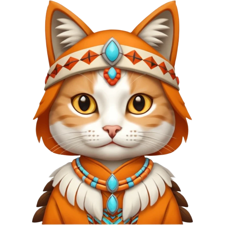 Cat in a Native American costume emoji