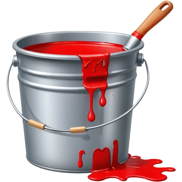 paint bucket, only bucket, spilled paint, red color emoji