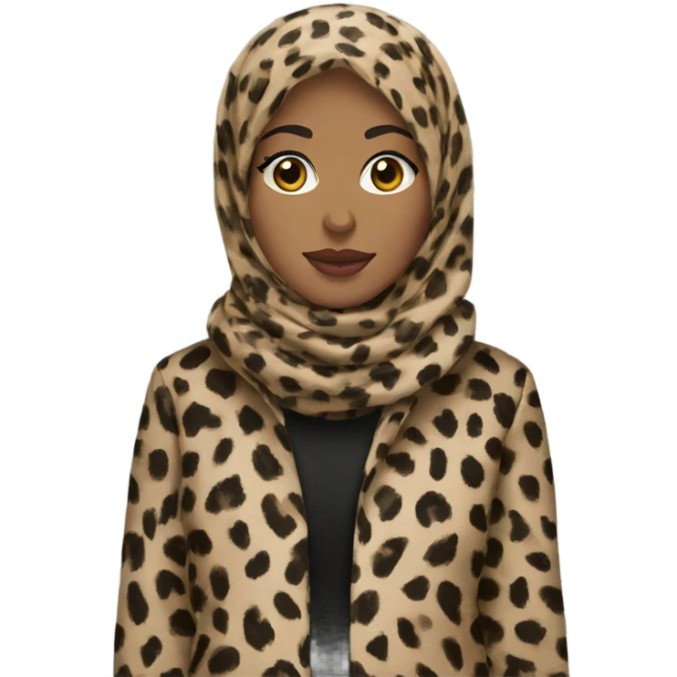 hijab in leopard coat emoji