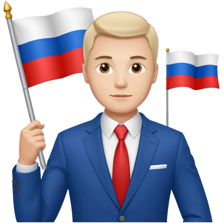 a Russian man in a suit with a Russian flag in his hand emoji