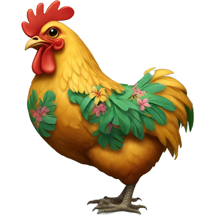 Hawaiian tattooed chicken emoji