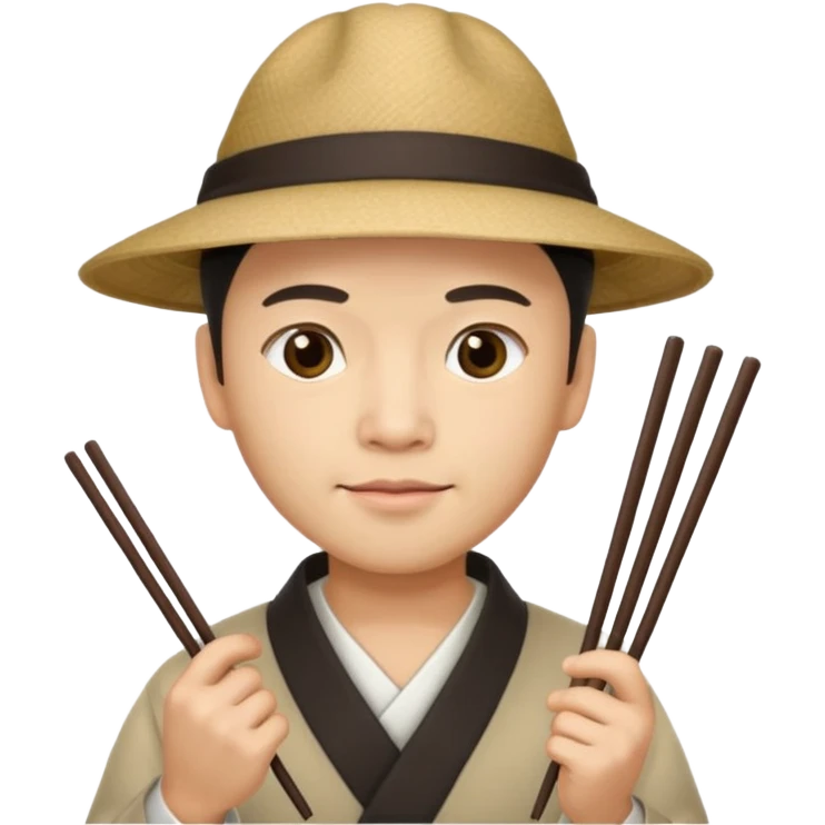 Chinese guy with a hat and chopsticks emoji
