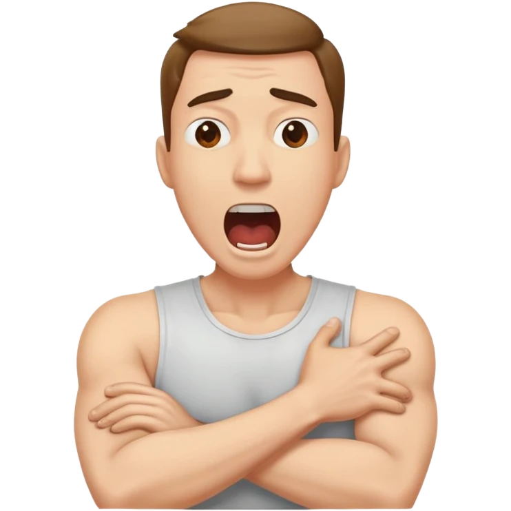 Arms crossed holding neck while screaming guy emoji