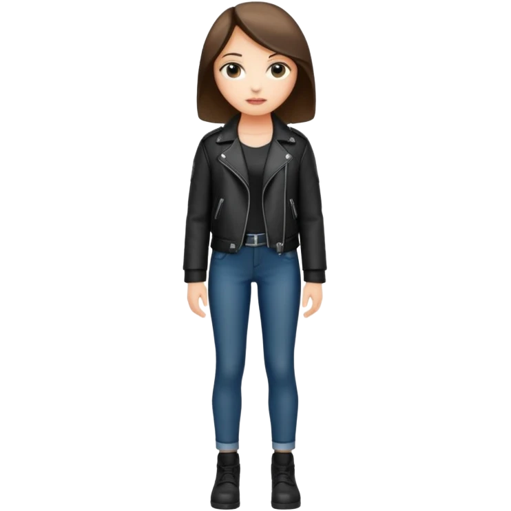 girl in leather jocket, full body emoji